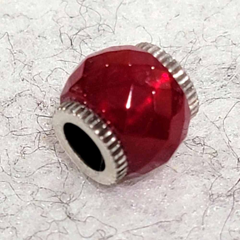 RETIRED BRIGHTON FACETED RED SILVER PLATED BEAD SPACER
